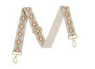 Crossbody Strap - Geo Print Strap in Tan and Green (Gold Hardware) | Betsy & Floss