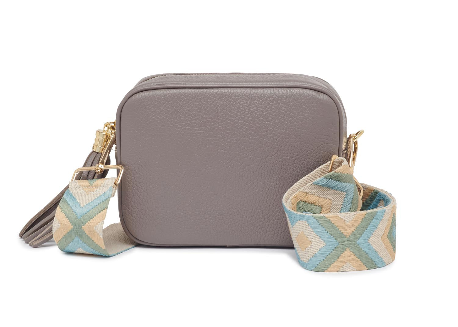 Verona Crossbody Tassel Cinder Bag with Light Blue Bohemian Strap Cinder | Betsy & Floss