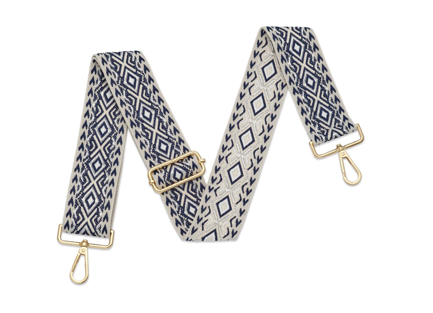 Crossbody Strap - Diamond Patterned Strap in Navy Blue (Gold Hardware) | Betsy & Floss