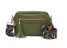 Florence - Crossbody Bag in Olive with Dark Leopard Strap | Betsy & Floss