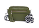 Florence - Crossbody Bag in Olive with Black and White Leopard Strap | Betsy & Floss