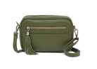 Florence - Crossbody Bag in Olive with Blue and Orange Bohemian Strap | Betsy & Floss