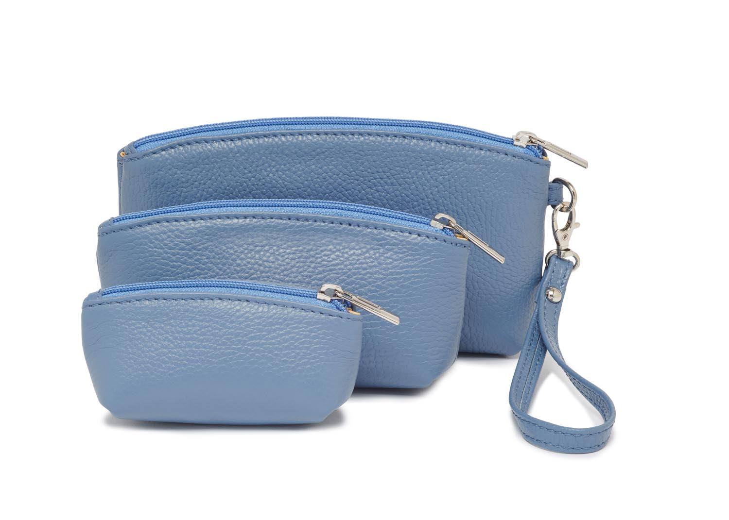 Trio of Make Up Bags Denim Blue | Betsy & Floss