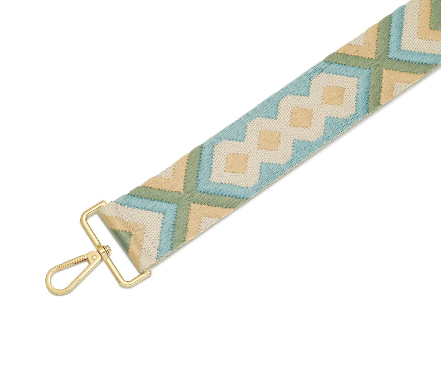 Crossbody Strap - Light Blue and Cream Bohemian Print (Gold Hardware) | Betsy & Floss