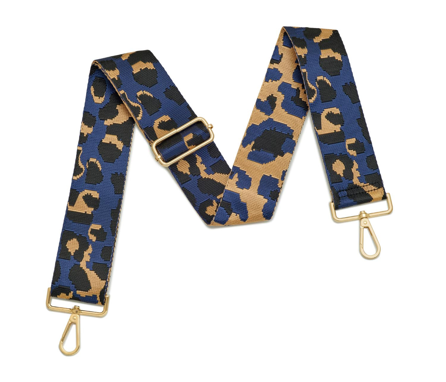 Crossbody Strap - Dark Blue Leopard Print (Gold Hardware) | Betsy & Floss