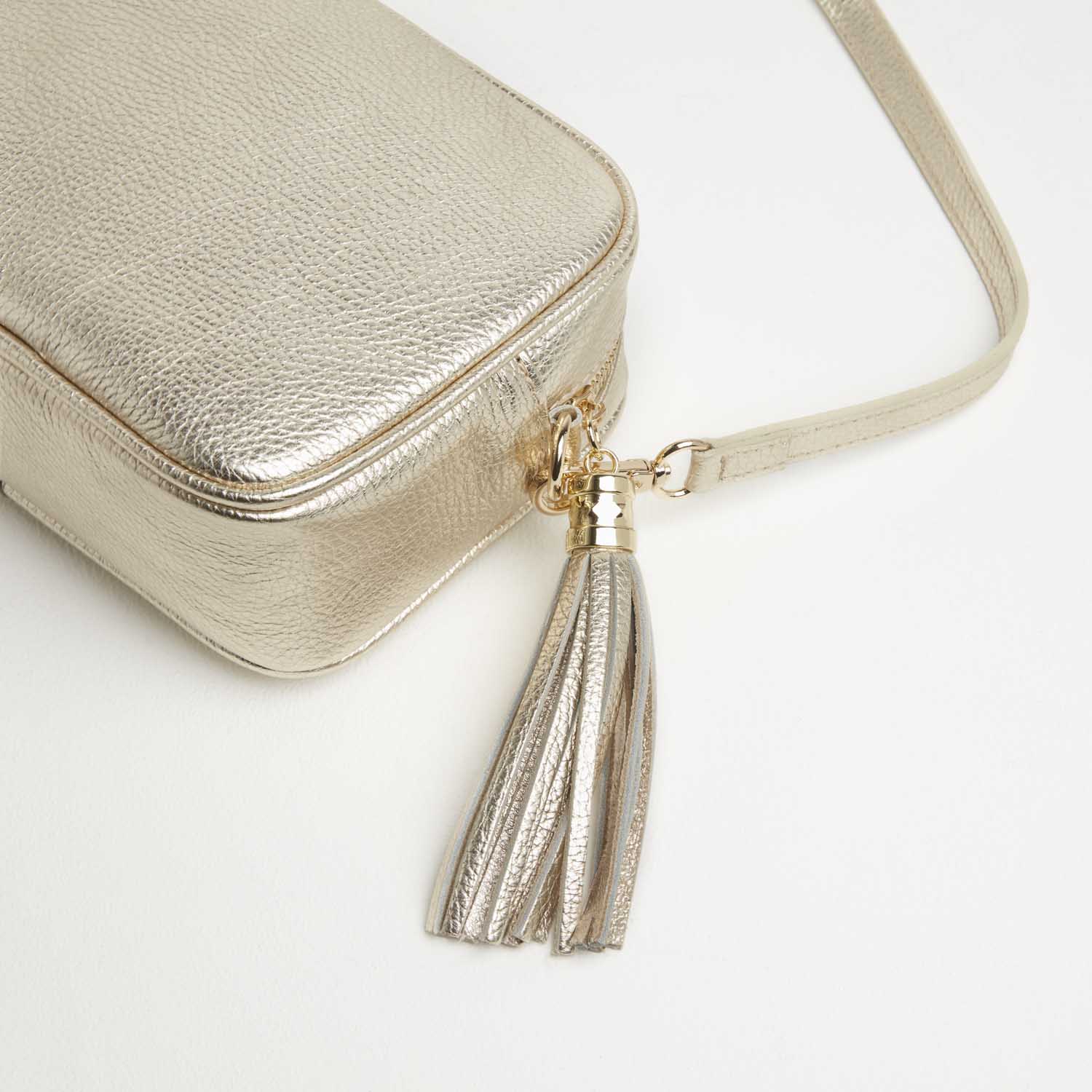 Verona Crossbody Gold Tassel Bag With Snake Print Strap Gold | Betsy & Floss