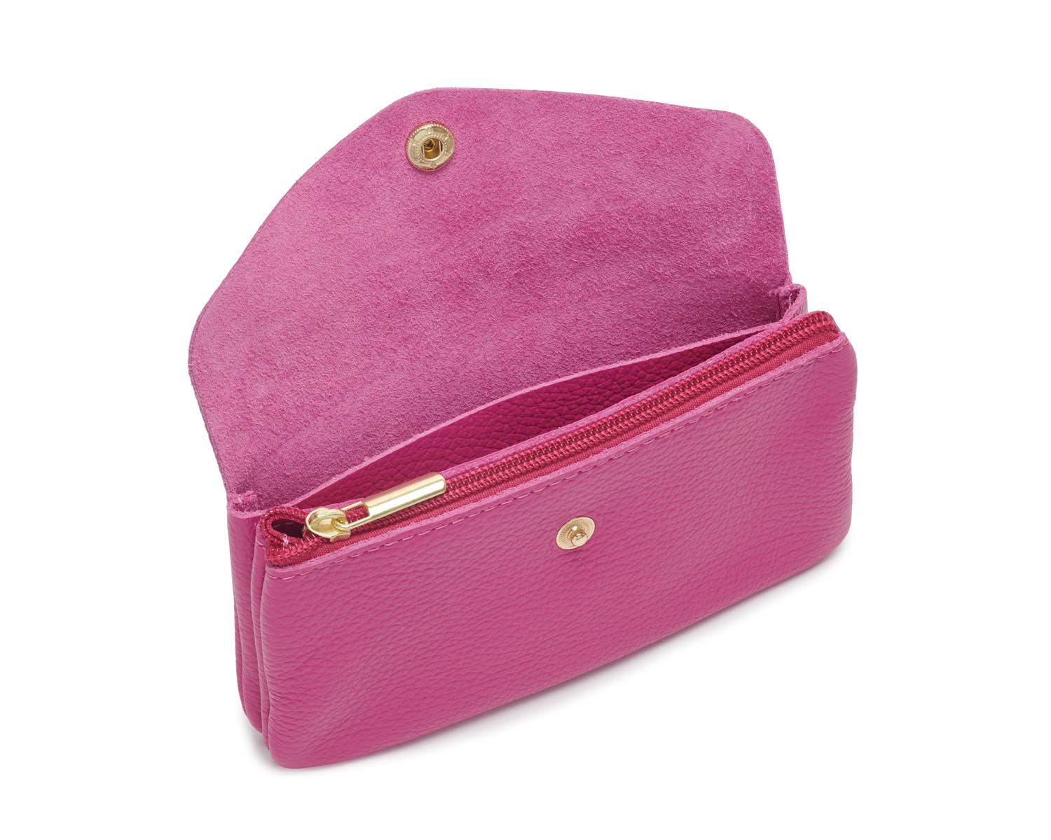 Medium Popper Leather Purse Fuchsia | Betsy & Floss