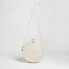 Santorini Round Basket Bag White Leather Strap | Betsy & Floss