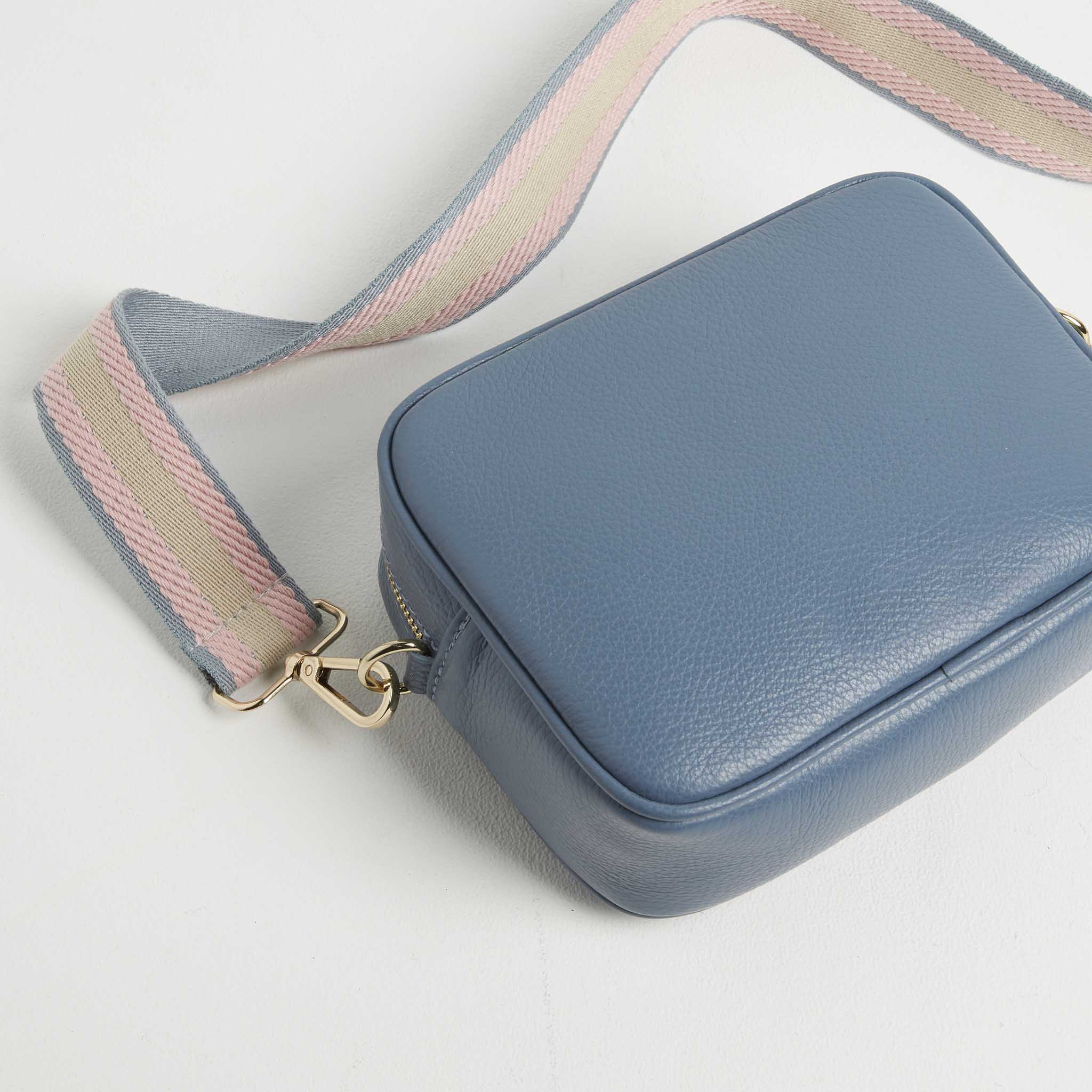 Verona Crossbody Tassel Denim Bag with Pastel Strap Denim Blue | Betsy & Floss