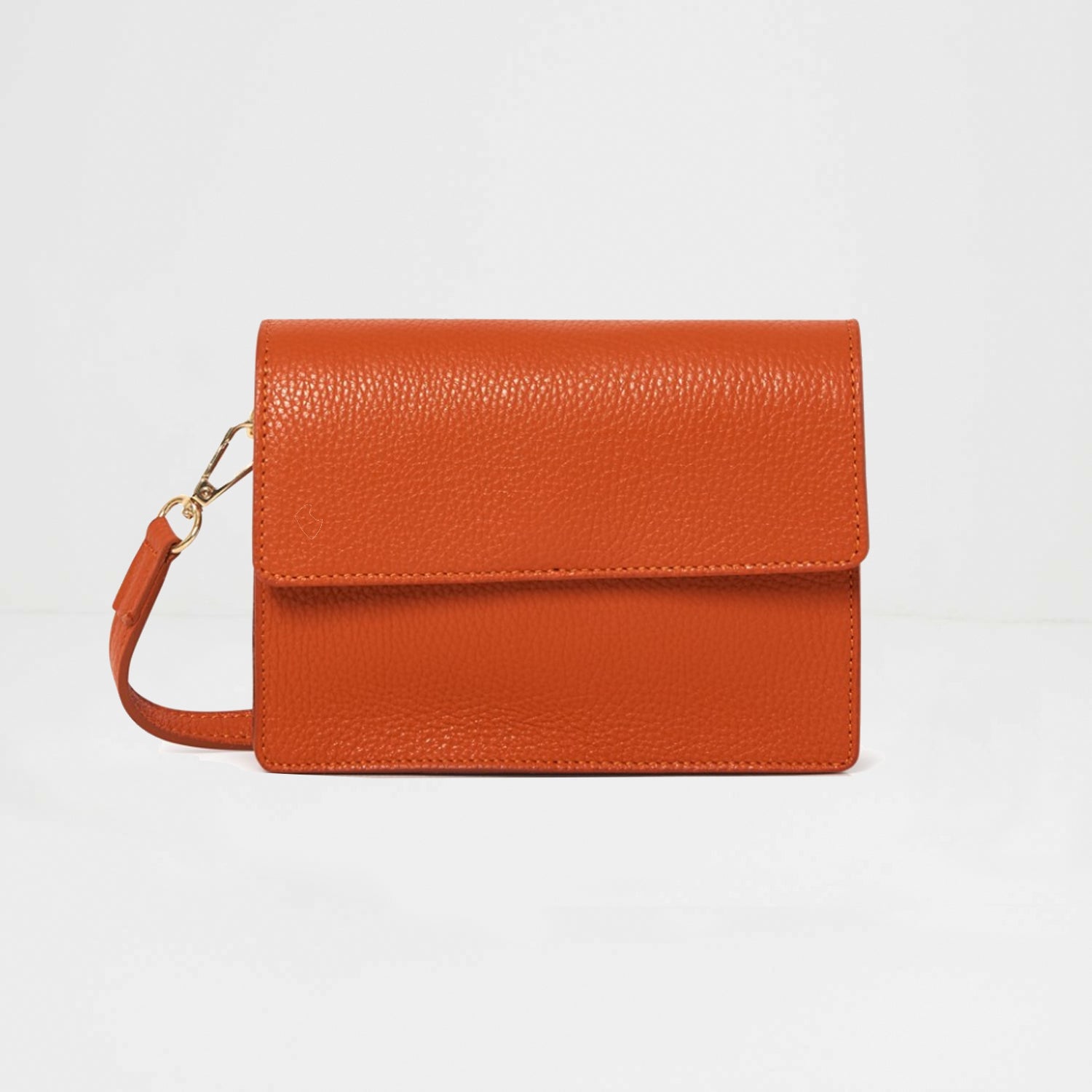 Anzio Clutch Bag with Leather Strap Burnt Orange | Betsy & Floss