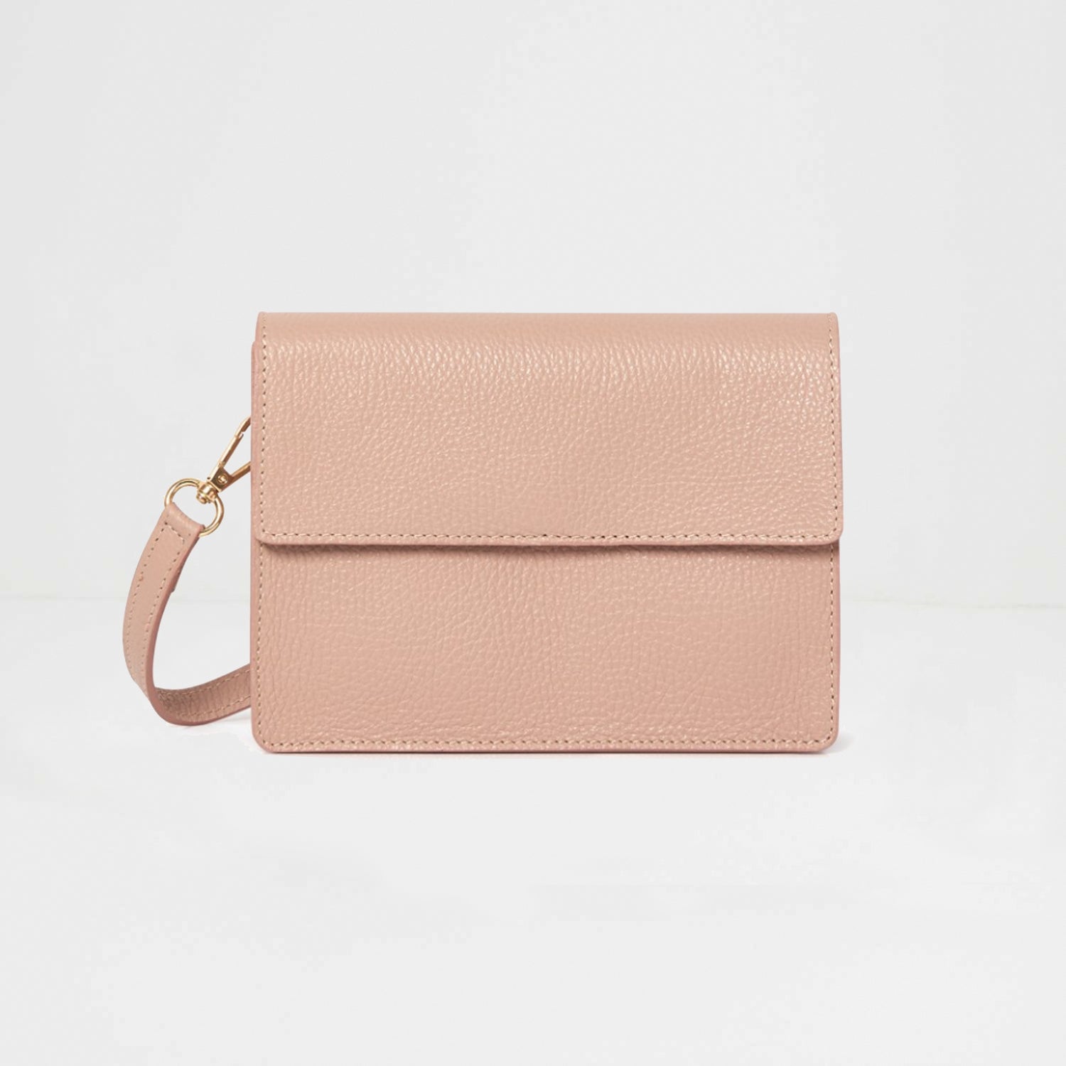 Anzio Clutch Bag with Leather Strap Blush | Betsy & Floss