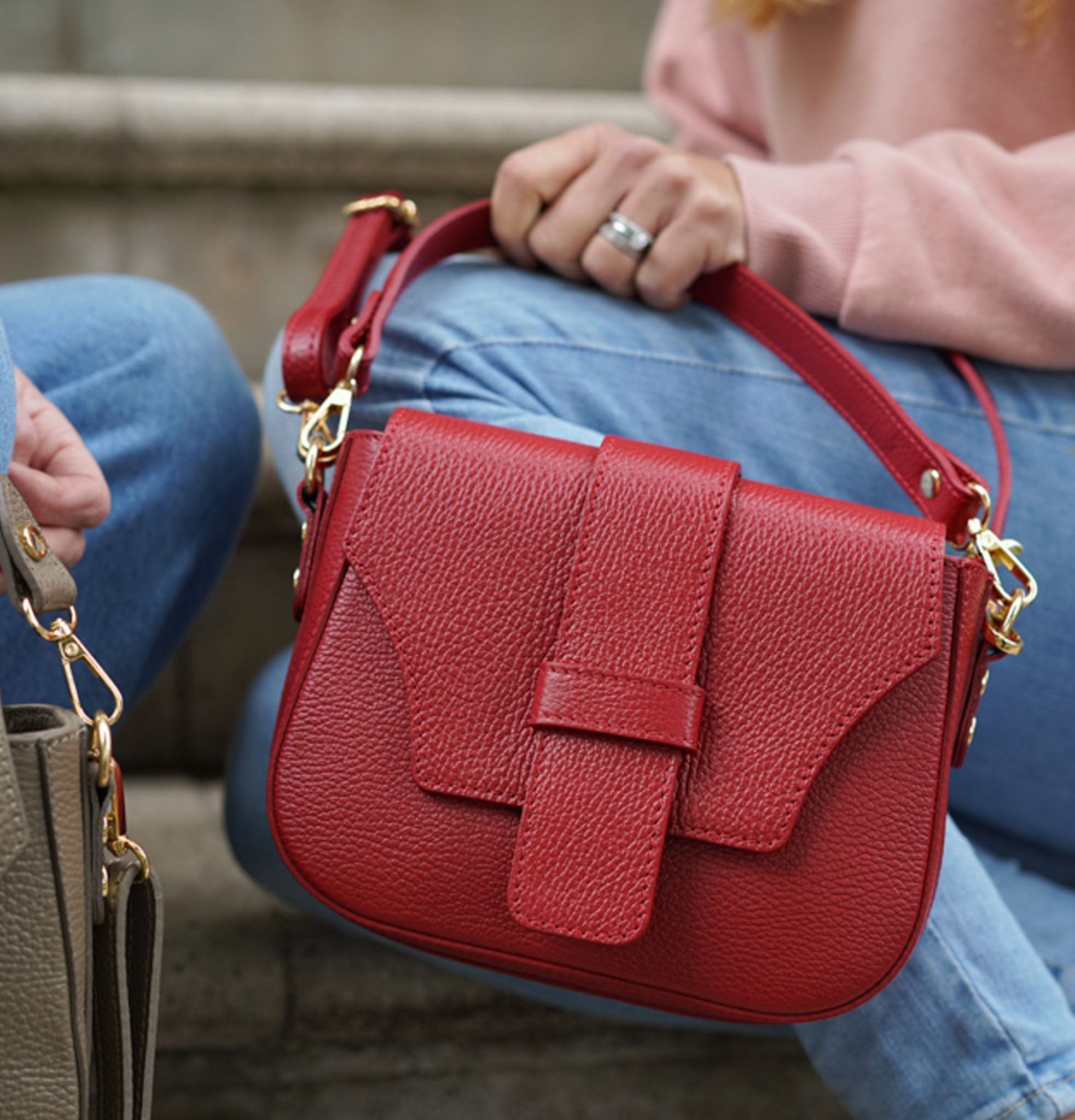 Apulia Satchel Crossbody Bag Dark Taupe | Betsy & Floss