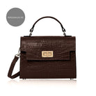 Ardea Croc Top Handle Handbag Burgundy | Betsy & Floss