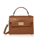 Ardea Croc Top Handle Handbag Tan | Betsy & Floss