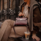 Ardea Croc Top Handle Handbag Burgundy | Betsy & Floss