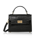 Ardea Croc Top Handle Handbag Black | Betsy & Floss