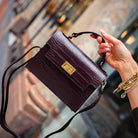 Ardea Croc Top Handle Handbag Burgundy | Betsy & Floss