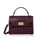 Ardea Croc Top Handle Handbag Burgundy | Betsy & Floss