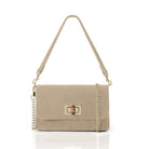 Cori Suede Handbag and Clutch Bag Light Taupe | Betsy & Floss