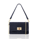 Cori Suede Handbag and Clutch Bag Navy Blue | Betsy & Floss