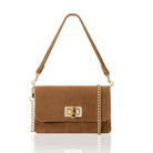 Cori Suede Handbag and Clutch Bag Tan | Betsy & Floss