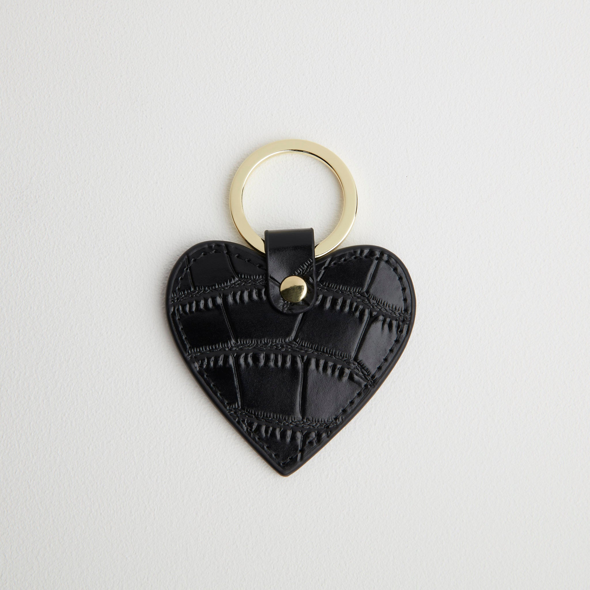 Croc Leather Heart Keyring Black | Betsy & Floss