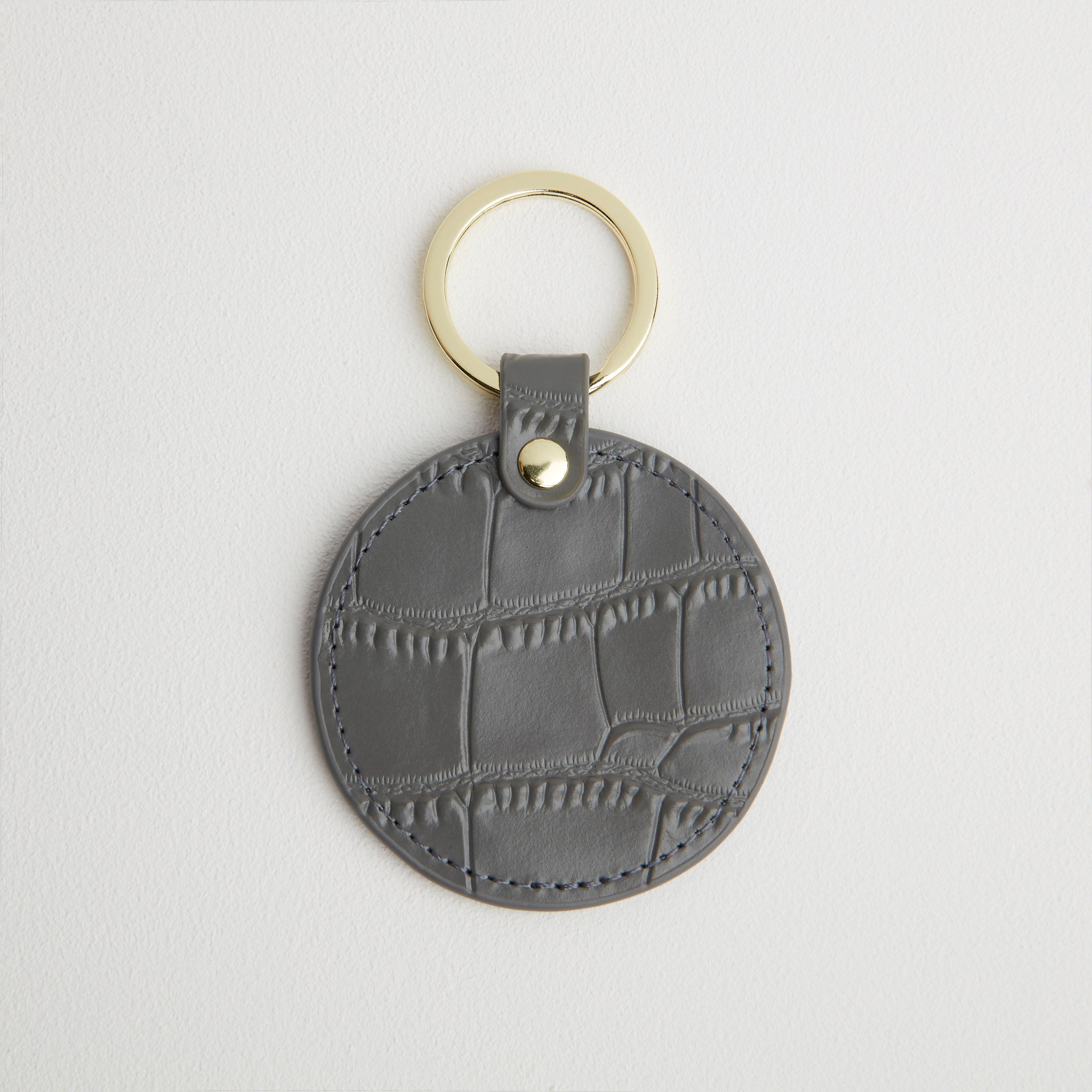 Croc Leather Round Keyring Grey | Betsy & Floss