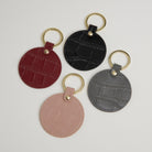 Croc Leather Round Keyring Nude Pink | Betsy & Floss