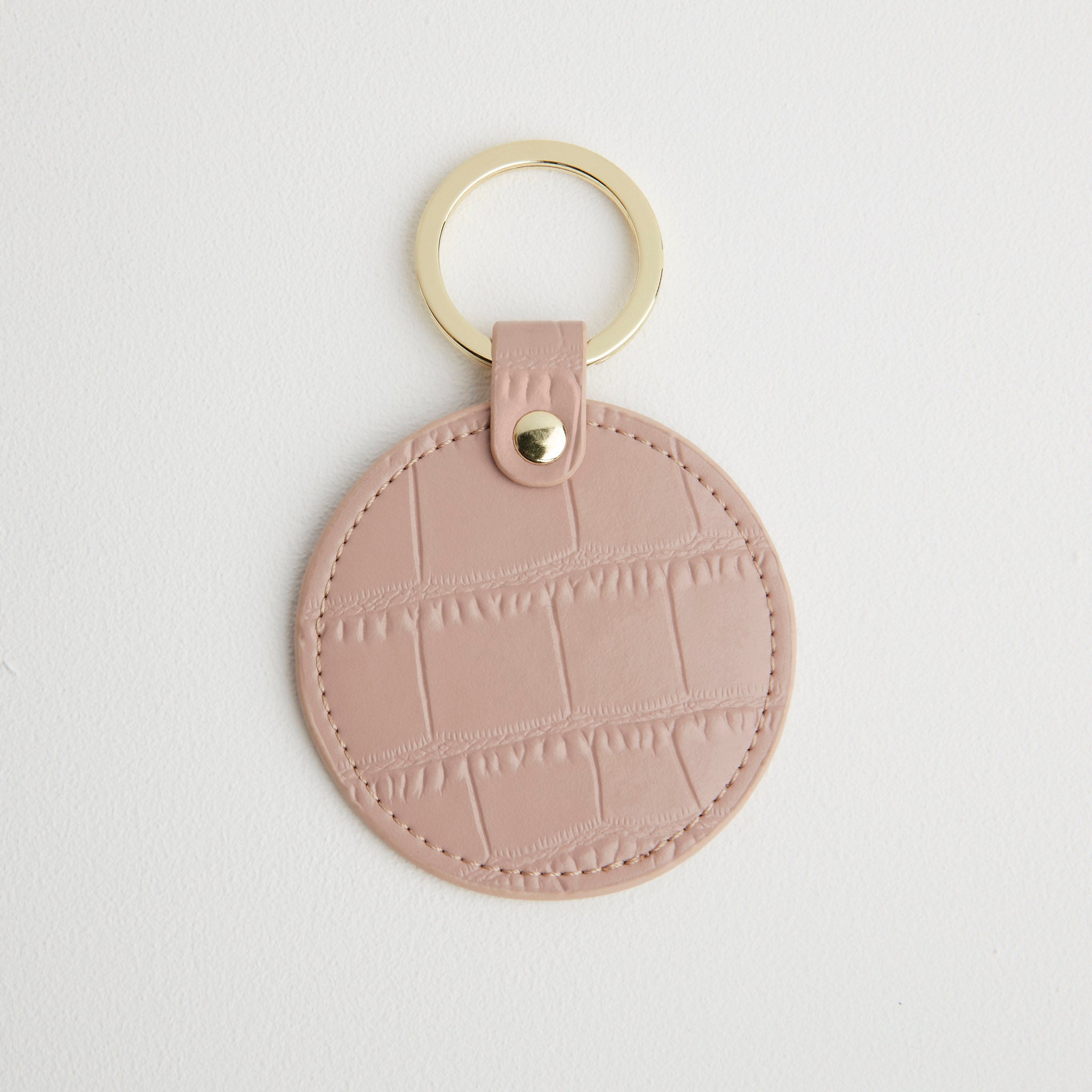 Croc Leather Round Keyring Nude Pink | Betsy & Floss