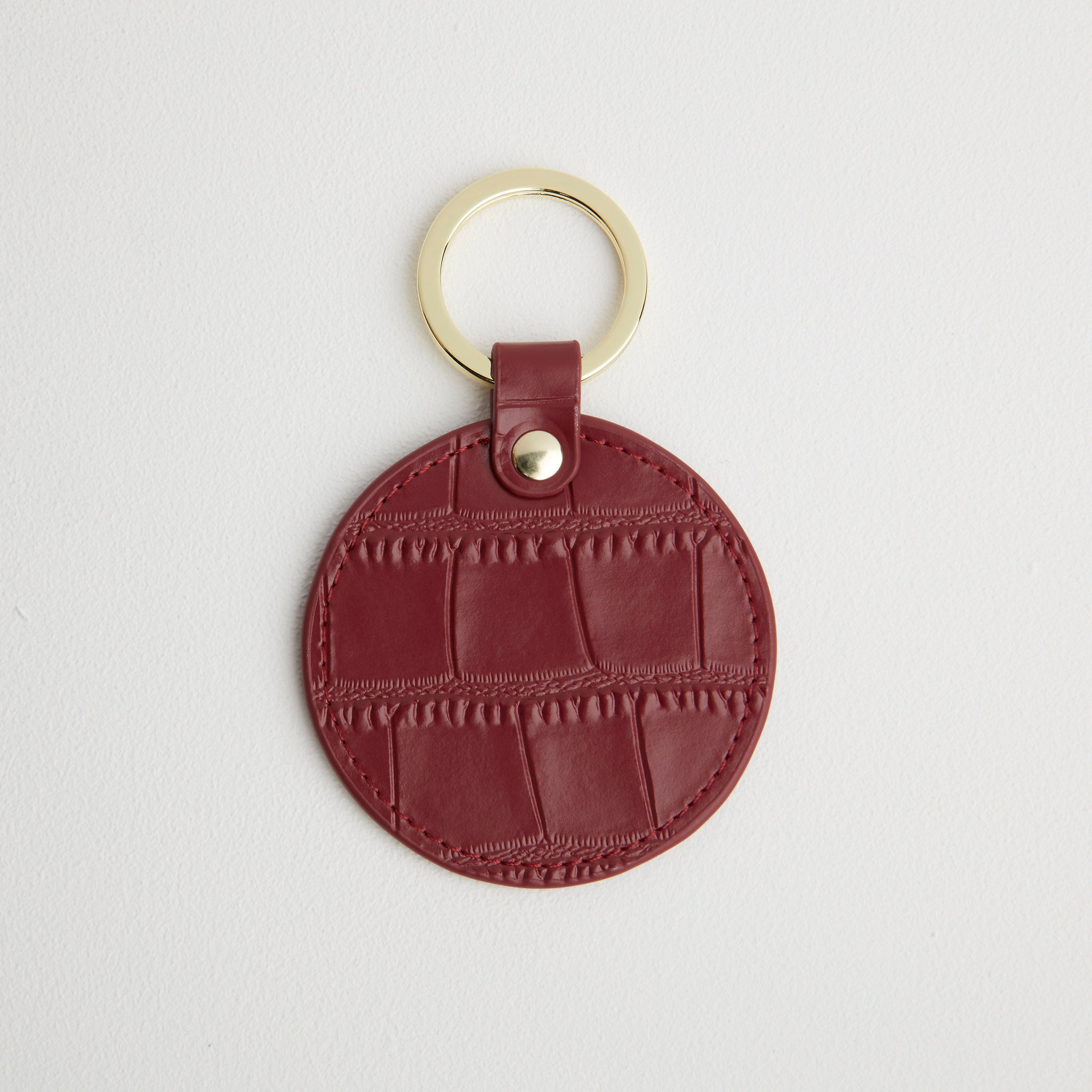 Croc Leather Round Keyring Burgundy | Betsy & Floss