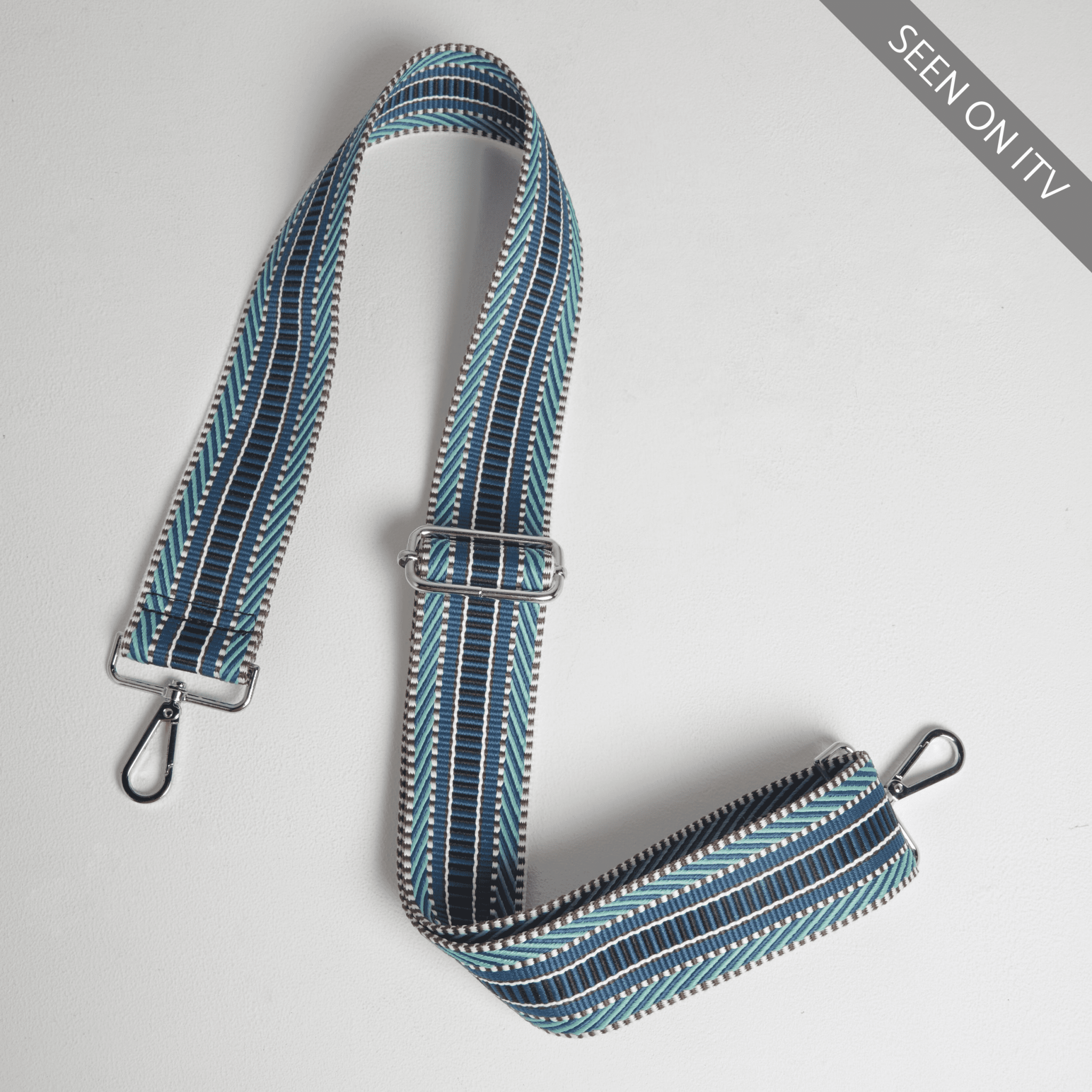 Crossbody Strap - Blue Aztec (Silver Hardware) | Betsy & Floss