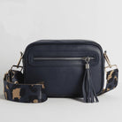 Crossbody Strap - Dark Blue Leopard Print (Silver Hardware) | Betsy & Floss