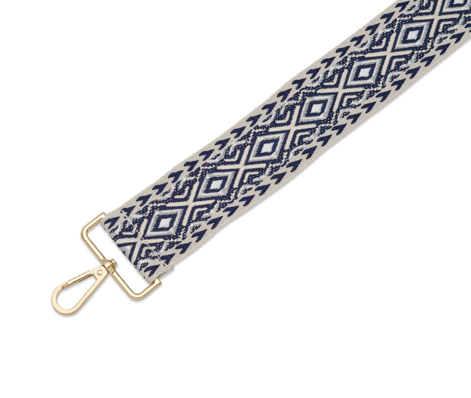 Crossbody Strap - Diamond Patterned Strap in Navy Blue (Gold Hardware) | Betsy & Floss