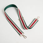 Crossbody Strap - Green Stripe (Silver Hardware) | Betsy & Floss