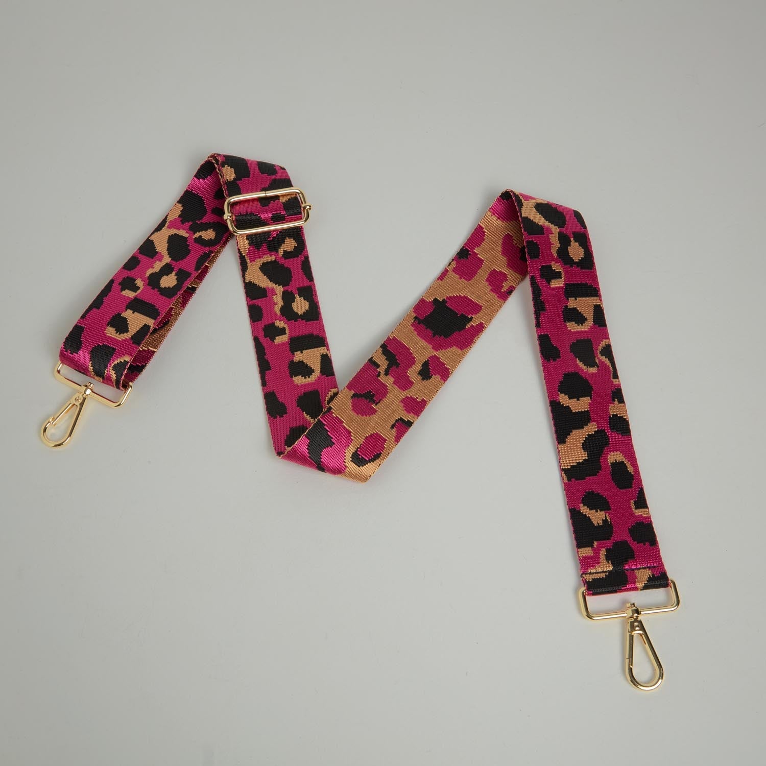 Crossbody Strap - Leopard Print in Fuchsia Pink (Gold Hardware) | Betsy & Floss