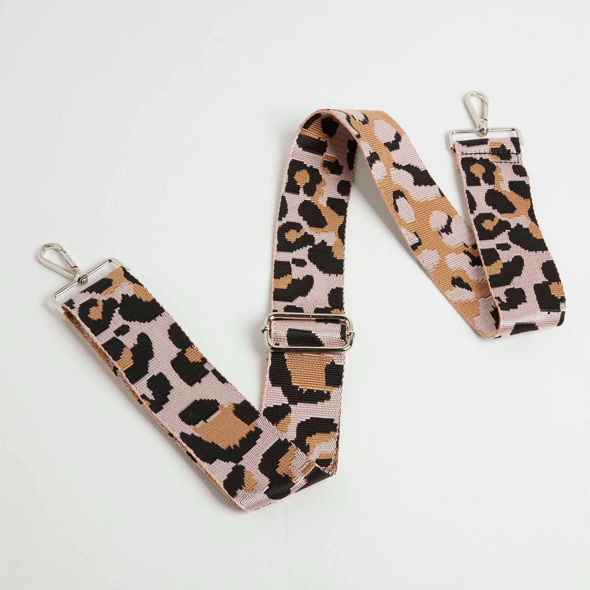 Crossbody Strap - Light Pink Leopard Print (Silver Hardware) | Betsy & Floss