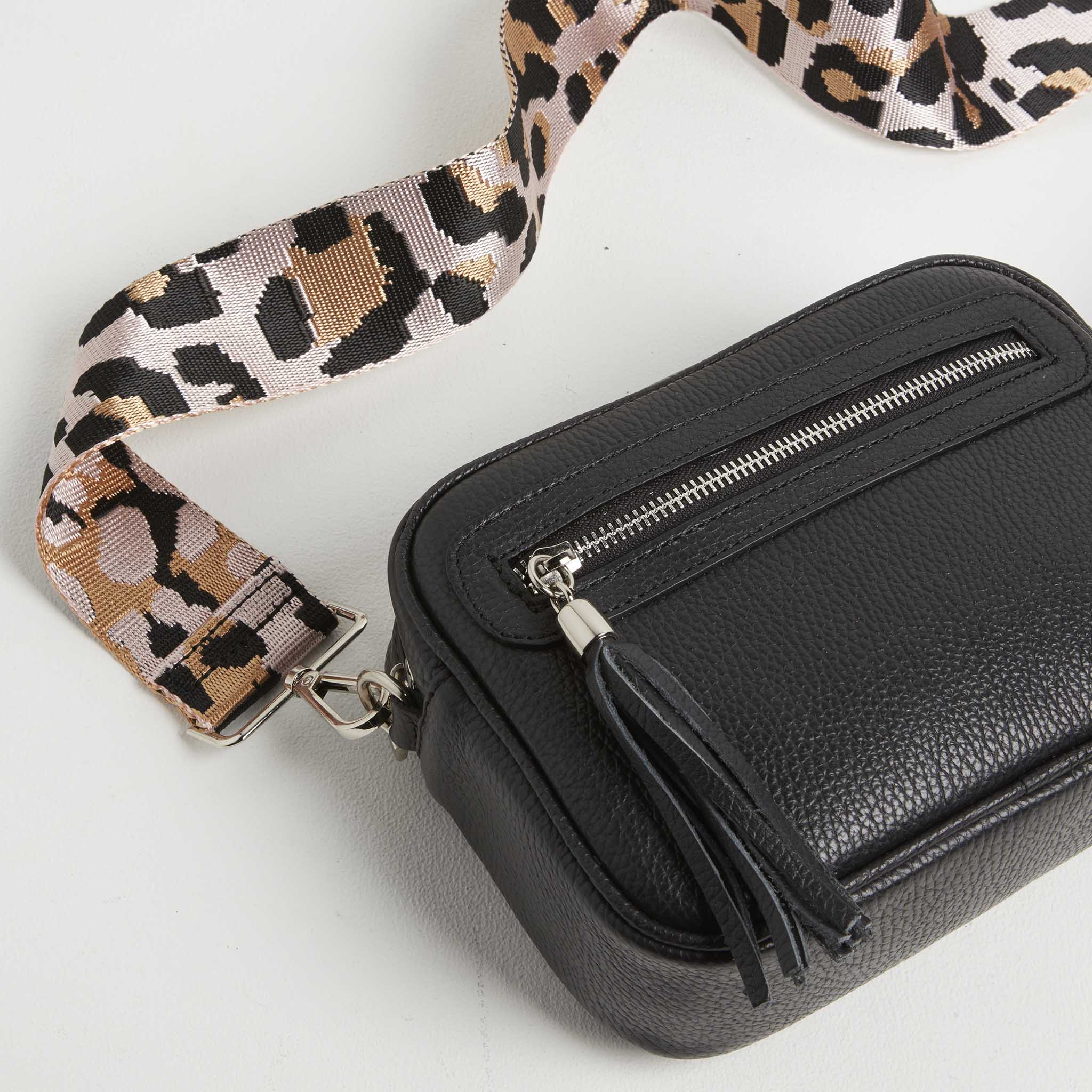 Crossbody Strap - Light Pink Leopard Print (Silver Hardware) | Betsy & Floss