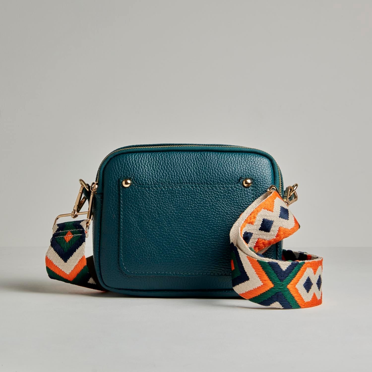 Crossbody Strap - Orange and Navy Bohemian Print (Gold Hardware) | Betsy & Floss