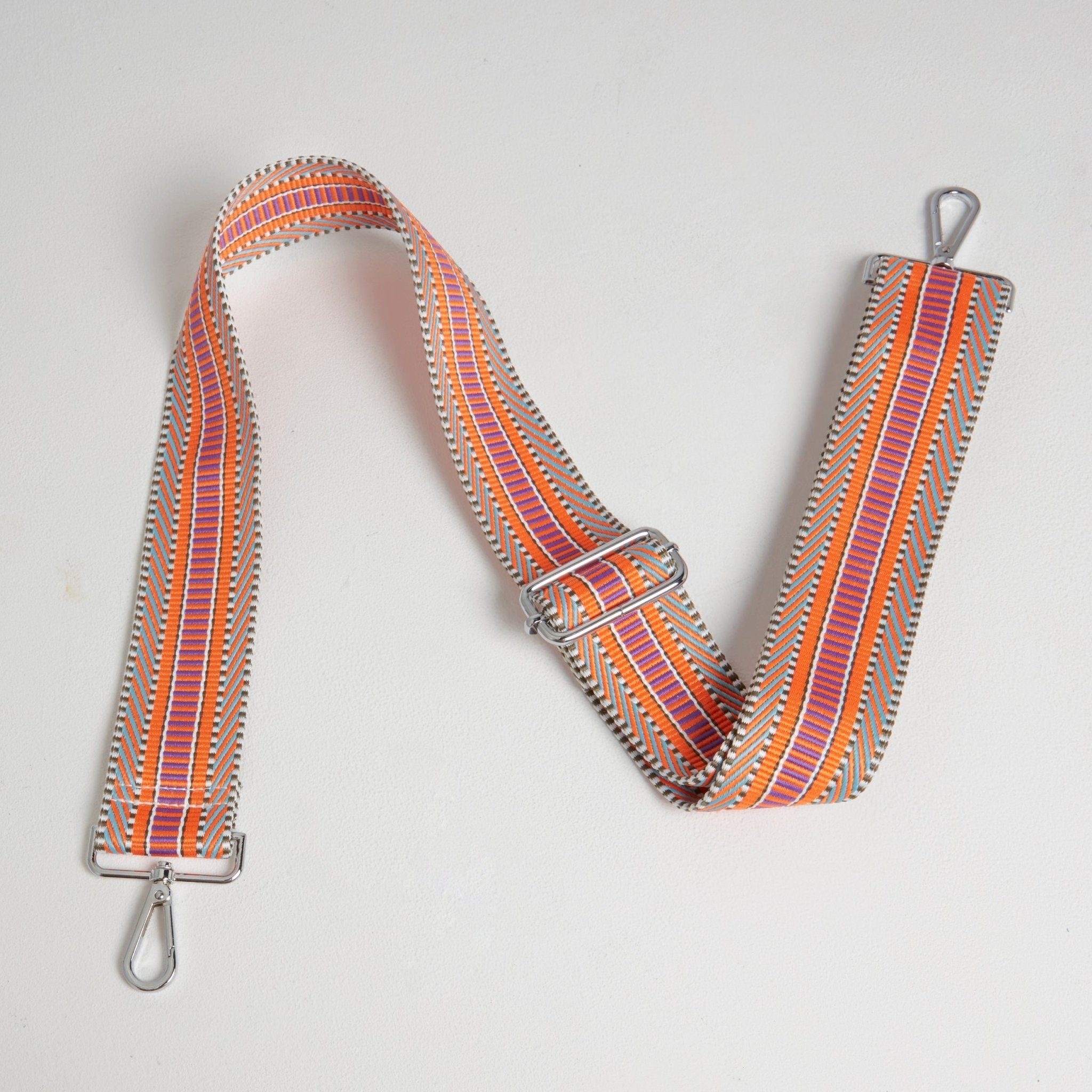 Crossbody Strap - Orange Aztec (Silver Hardware) | Betsy & Floss