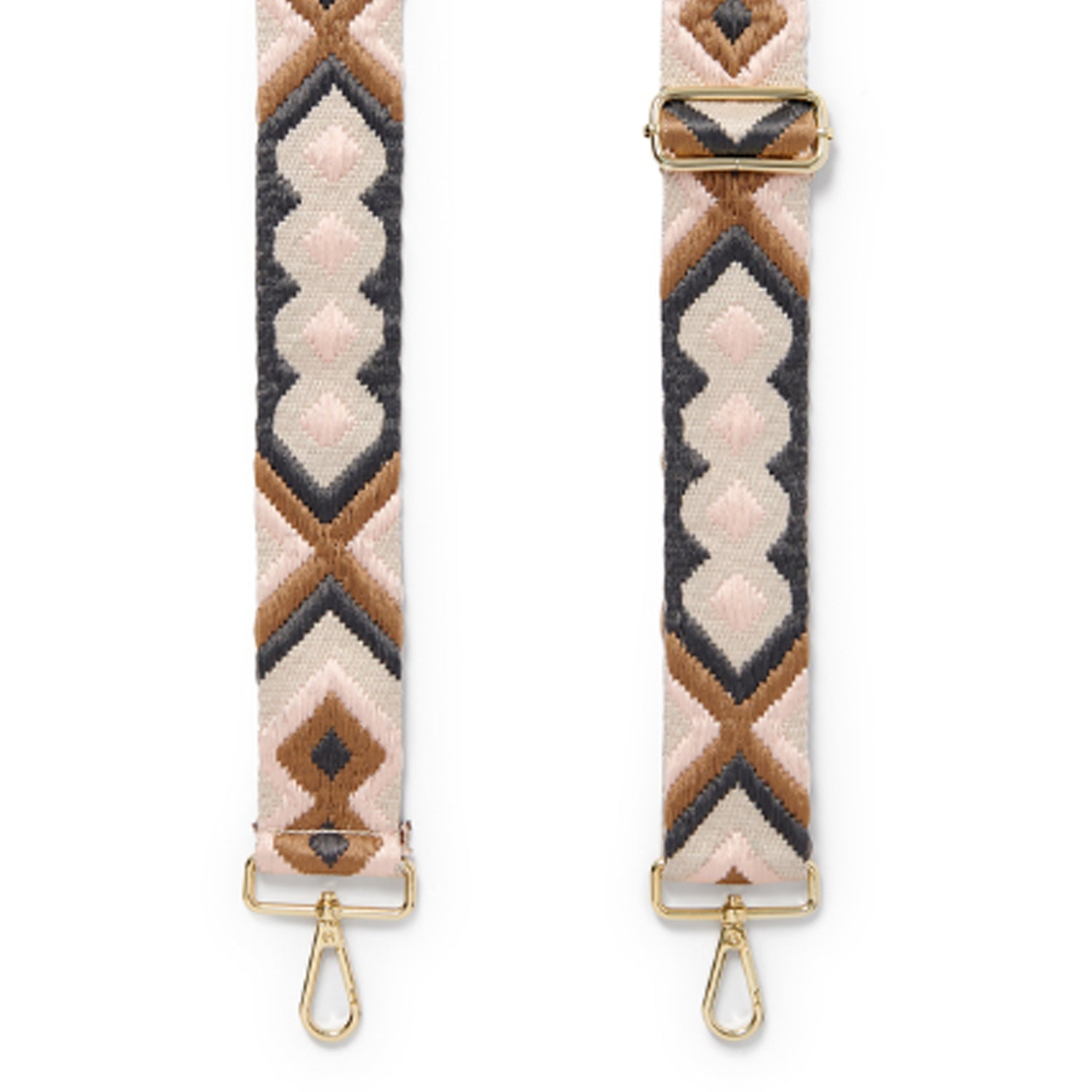 Crossbody Strap - Pink and Grey Bohemian Print (Gold Hardware) | Betsy & Floss