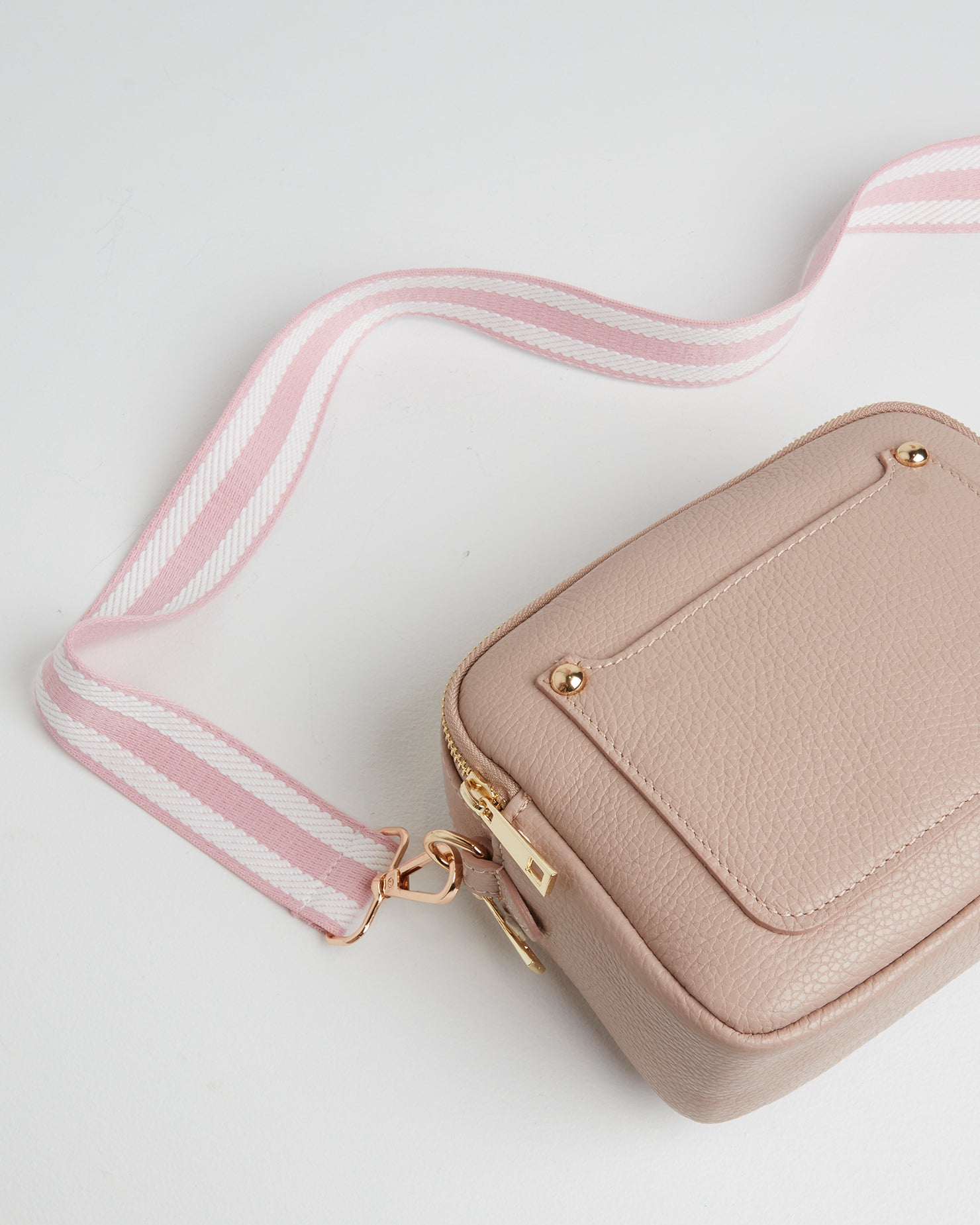 Crossbody Strap - Pink Candy Stripe (Gold Hardware) | Betsy & Floss