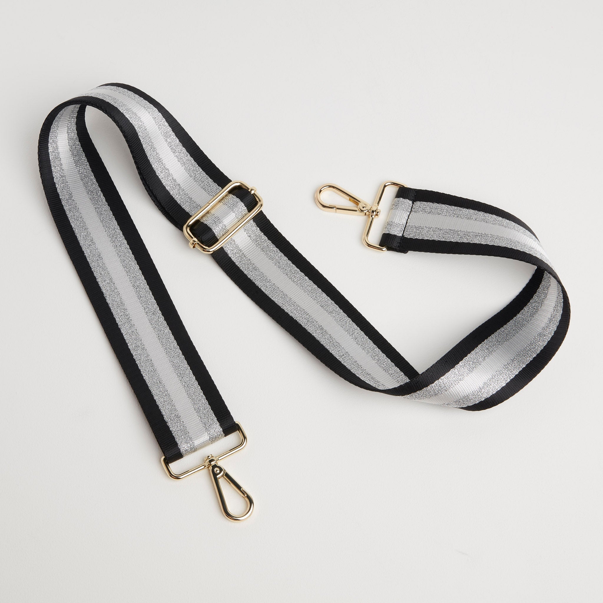 Crossbody Strap - Silver and Black Stripe (Gold Hardware) | Betsy & Floss