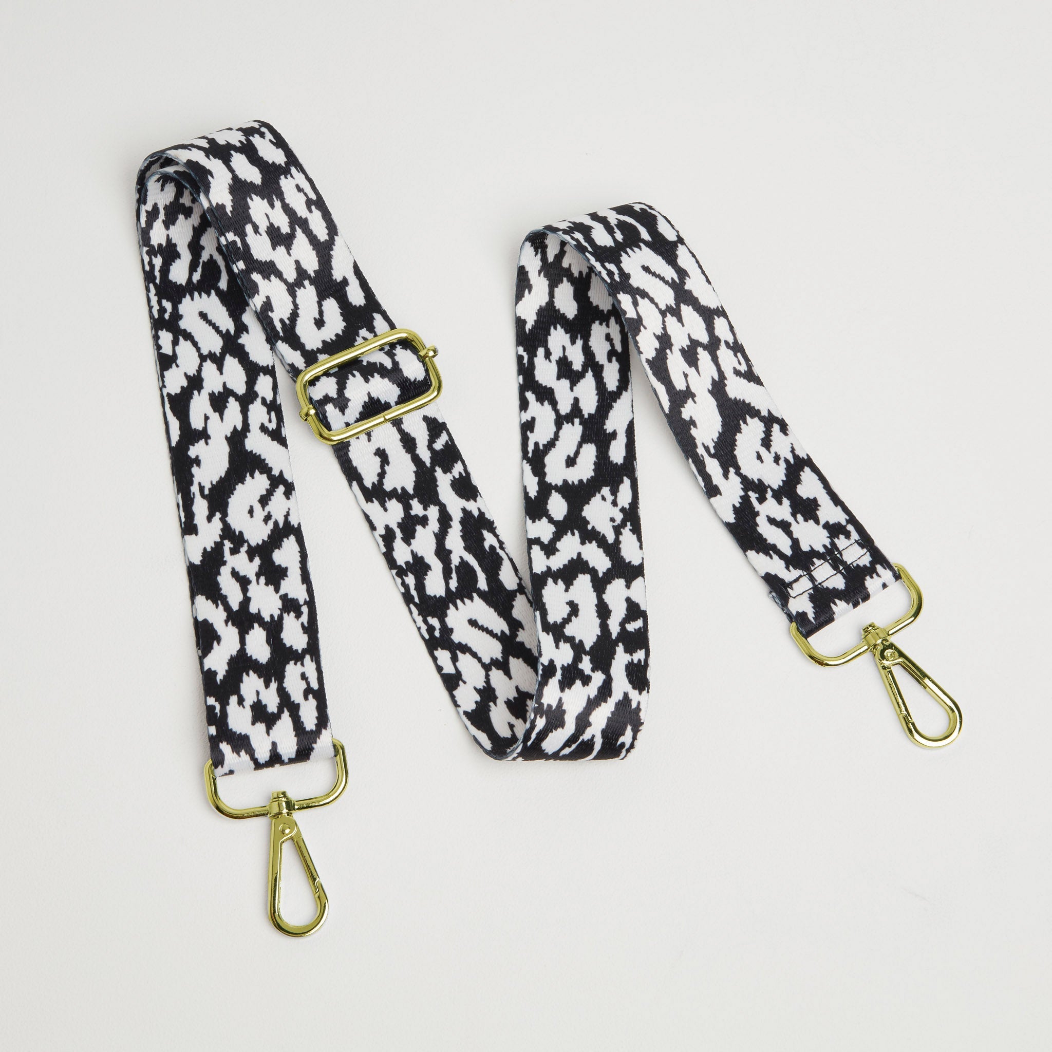 Crossbody Strap - White and Black Leopard Print (Gold Hardware) | Betsy & Floss