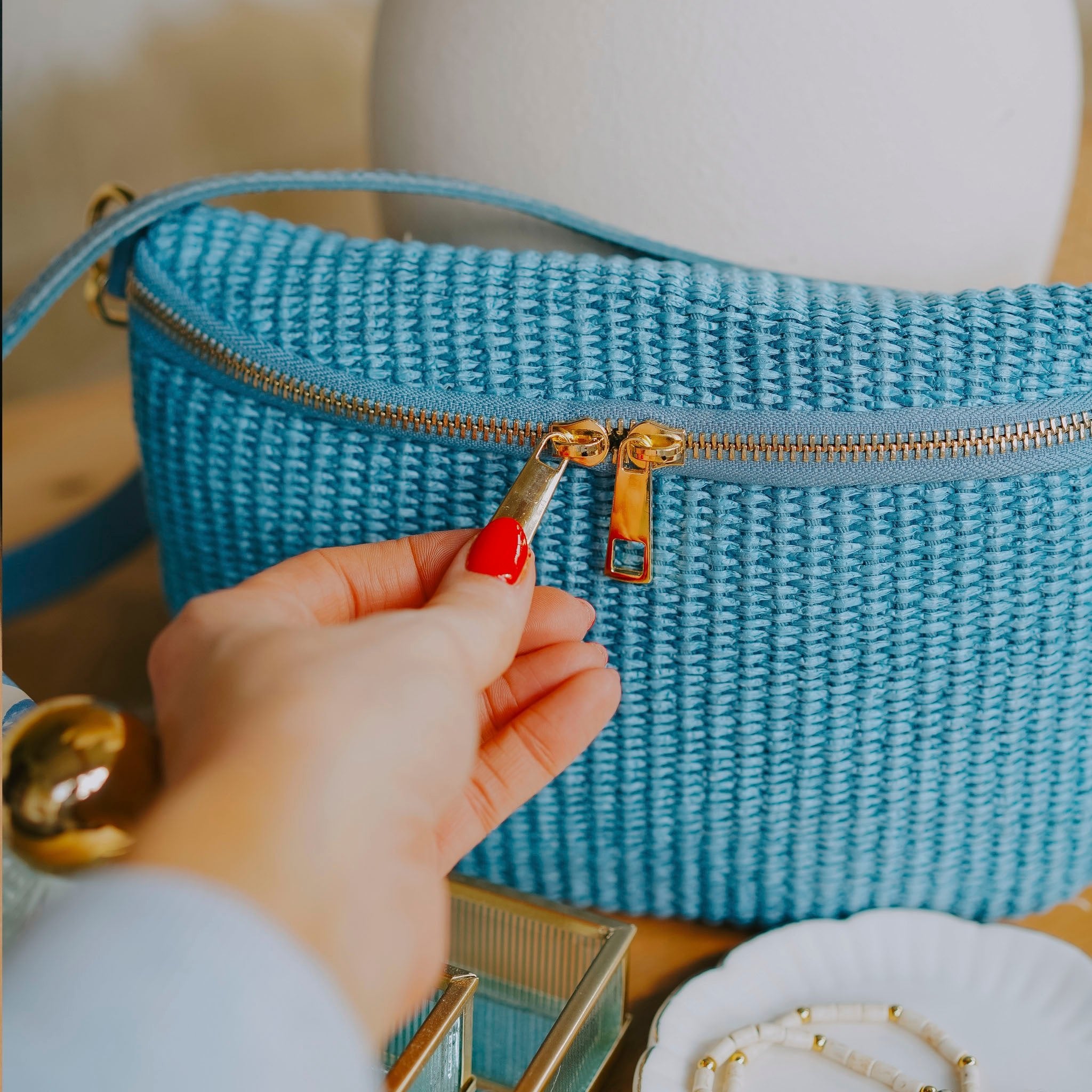 Enna Raffia Crossbody and Waist Bag Fuchsia Pink | Betsy & Floss