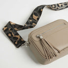 Florence Crossbody Bag in Beige with Dark Leopard Print Strap Beige | Betsy & Floss