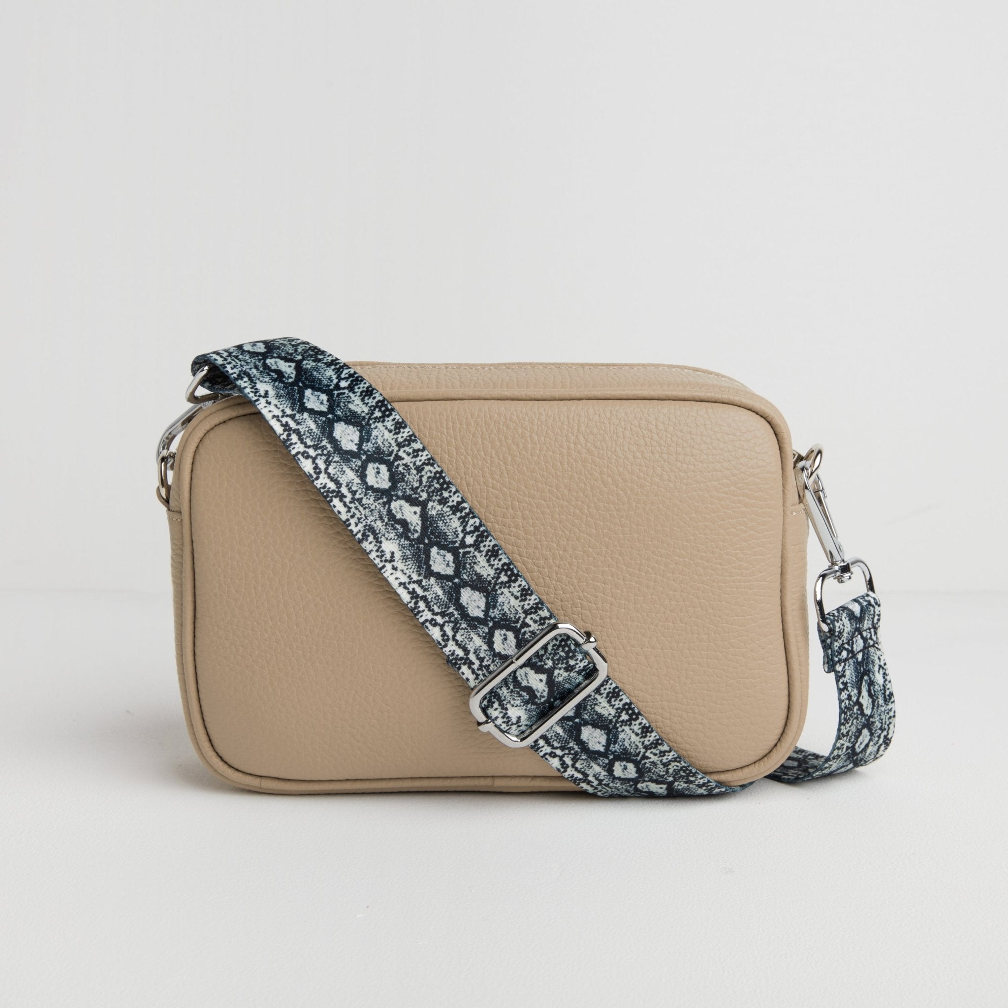 Florence Crossbody Bag in Beige with Snake Strap Beige | Betsy & Floss