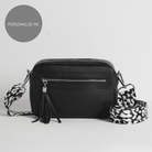 Florence Crossbody Bag in Black with Black and White Leopard Print Strap Black | Betsy & Floss