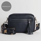 Florence Crossbody Bag in Navy with Blue Leopard Strap Navy Blue | Betsy & Floss