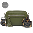 Florence - Crossbody Bag in Olive with Dark Leopard Strap | Betsy & Floss