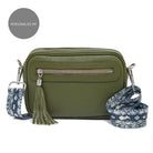 Florence - Crossbody Bag in Olive with Snake Print Strap | Betsy & Floss